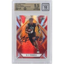 A.J. Terrell Atlanta Falcons Autographed 2020 Panini Phoenix Fire Burst #148 Beckett Fanatics Witnessed Authenticated 9.5/10 Rookie Card