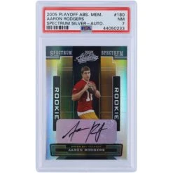 Aaron Rodgers Green Bay Packers Autographed 2005 Playoff Absolute Memorabilia Silver Variation #180 #92/249 PSA Authenticated 7 Rookie Card