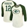 Men's Fanatics Branded Aaron Rodgers Cream/Green Green Bay Packers Vintage Player Name & Number Raglan 3/4-Sleeve T-Shirt -Riddel Shop 4 sleeve t shirt pi3489000 altimages ff 3489024 4ce3e504781f82868504alt1 full