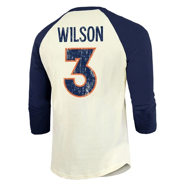 Men's Majestic Threads Russell Wilson Cream/Navy Denver Broncos Name & Number Raglan 3/4 Sleeve T-Shirt 5 Men's Majestic Threads Russell Wilson Cream/Navy Denver Broncos Name & Number Raglan 3/4 Sleeve T-Shirt - Image 3