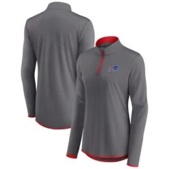 Women's Fanatics Branded Gray Buffalo Bills Corner Long Sleeve 1/4 Zip Top