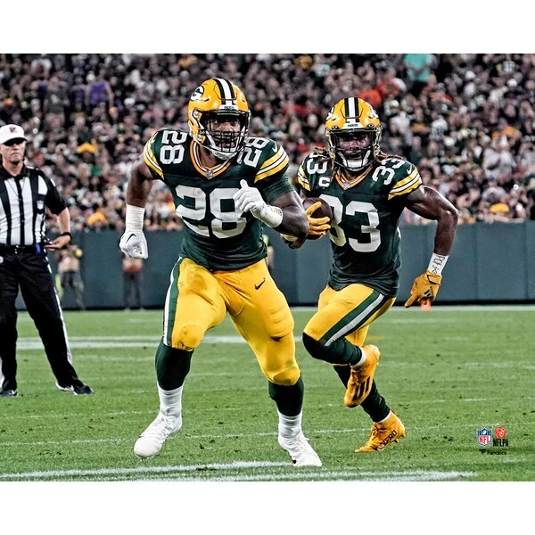 Aaron Jones & AJ Dillon Green Bay Packers Unsigned Runs Downfield In Green Jersey Photograph 3 Aaron Jones & AJ Dillon Green Bay Packers Unsigned Runs Downfield In Green Jersey Photograph