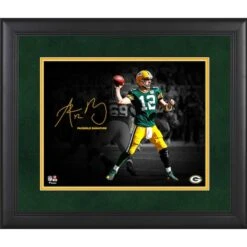 Aaron Rodgers Green Bay Packers Framed 11" X 14" Spotlight Photograph - Facsimile Signature