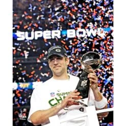 Aaron Rodgers Green Bay Packers Unsigned 8" X 10" Super Bowl XLV Vince Lombardi Trophy Photograph
