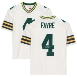Brett Favre White Green Bay Packers Autographed Mitchell & Ness Replica Jersey