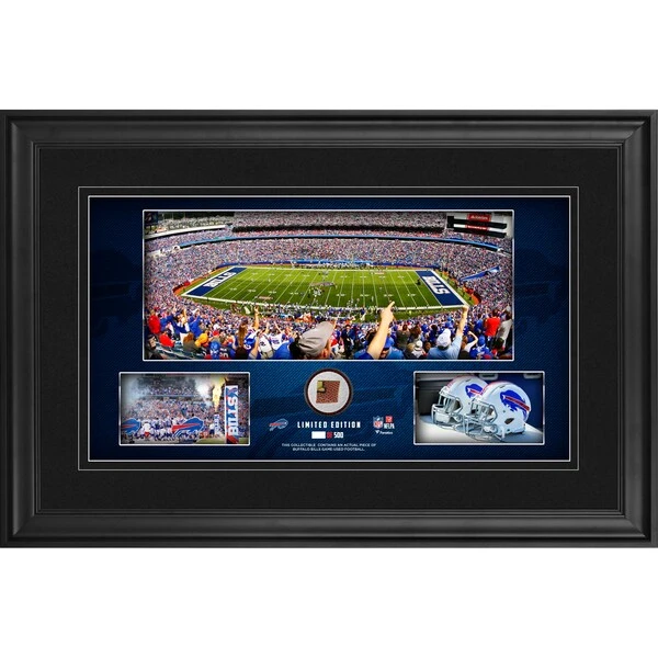 Buffalo Bills Framed 10" X 18" Stadium Panoramic Collage With Game-Used Football - Limited Edition Of 500 3 Buffalo Bills Framed 10" X 18" Stadium Panoramic Collage With Game-Used Football - Limited Edition Of 500