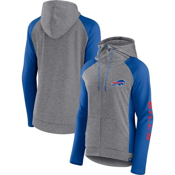 Women's Fanatics Branded Heather Gray/College Royal Buffalo Bills Blind Side Lightweight Full-Zip Hoodie 3 Women's Fanatics Branded Heather Gray/College Royal Buffalo Bills Blind Side Lightweight Full-Zip Hoodie
