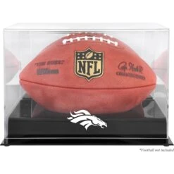 Denver Broncos Black Base Football Logo Display Case With Mirror Back