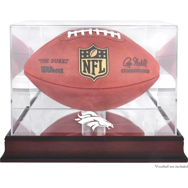 Denver Broncos Mahogany Football Logo Display Case With Mirror Back 3 Denver Broncos Mahogany Football Logo Display Case With Mirror Back