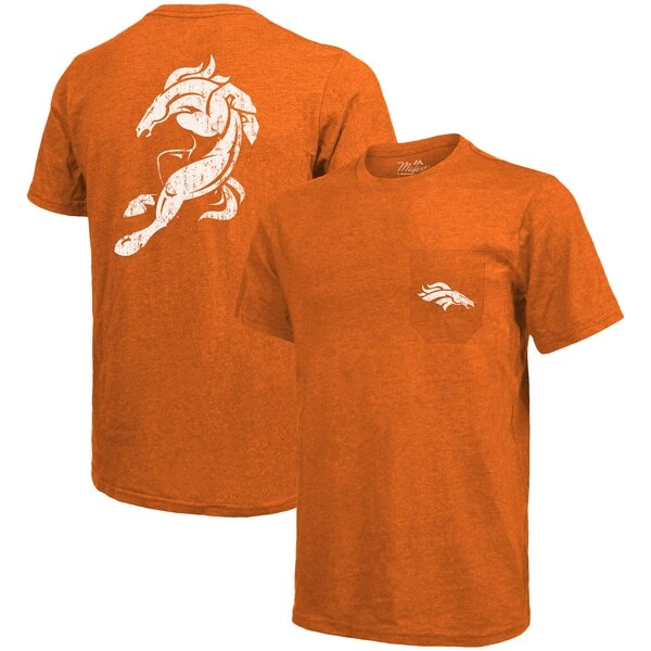 Denver Broncos Majestic Threads Tri-Blend Pocket T-Shirt - Orange 2 Denver Broncos Majestic Threads Tri-Blend Pocket T-Shirt - Orange