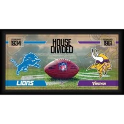 Detroit Lions Vs. Minnesota Vikings Framed 10" X 20" House Divided Football Collage