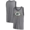 Men's Fanatics Branded Heathered Gray/Heathered Charcoal Green Bay Packers Famous Tri-Blend Tank Top
