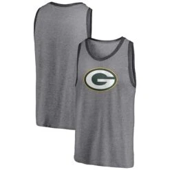Men's Fanatics Branded Heathered Gray/Heathered Charcoal Green Bay Packers Famous Tri-Blend Tank Top
