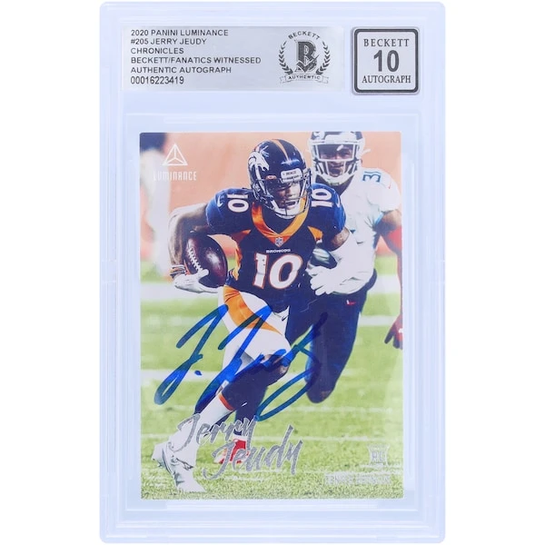 Jerry Jeudy Denver Broncos Autographed 2020 Panini Luminance #205 Beckett Fanatics Witnessed Authenticated 10 Rookie Card 3 Jerry Jeudy Denver Broncos Autographed 2020 Panini Luminance #205 Beckett Fanatics Witnessed Authenticated 10 Rookie Card