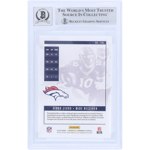 Jerry Jeudy Denver Broncos Autographed 2020 Panini Luminance #205 Beckett Fanatics Witnessed Authenticated 10 Rookie Card 4 Jerry Jeudy Denver Broncos Autographed 2020 Panini Luminance #205 Beckett Fanatics Witnessed Authenticated 10 Rookie Card - Image 2