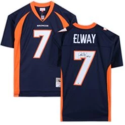 John Elway Denver Broncos Autographed Mitchell & Ness Navy Replica Jersey With "HOF 04" Inscription