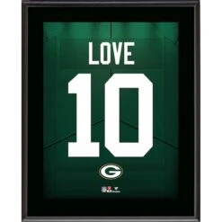Jordan Love Green Bay Packers 10.5" X 13" Jersey Number Sublimated Player Plaque