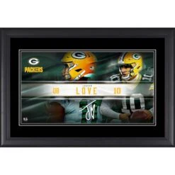 Jordan Love Green Bay Packers Facsimile Signature Framed 10" X 18" Player Nameplate Collage