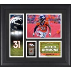 Justin Simmons Denver Broncos Framed 15" X 17" Player Collage With A Piece Of Game-Used Ball
