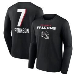 Men's Fanatics Branded Bijan Robinson Black Atlanta Falcons Team Wordmark Name & Number Long Sleeve T-Shirt