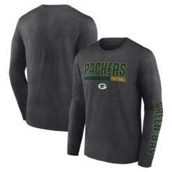 Men's Fanatics Branded Charcoal Green Bay Packers Long Sleeve T-Shirt