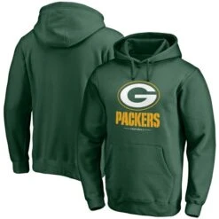 Men's Fanatics Branded Green Green Bay Packers Logo Team Lockup Fitted Pullover Hoodie