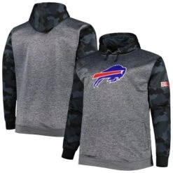 Men's Fanatics Branded Heather Charcoal Buffalo Bills Big & Tall Camo Pullover Hoodie
