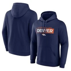 Men's Fanatics Branded Navy Denver Broncos Down The Field Pullover Hoodie
