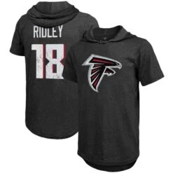 Men's Majestic Threads Calvin Ridley Black Atlanta Falcons Player Name & Number Tri-Blend Hoodie T-Shirt