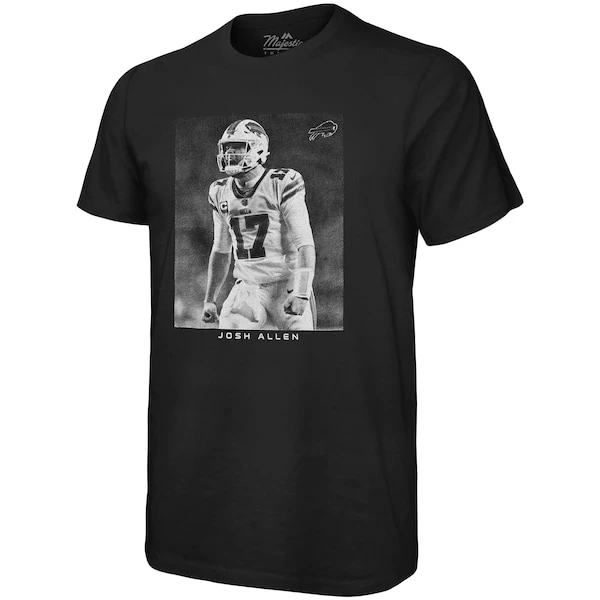 Men's Majestic Threads Josh Allen Black Buffalo Bills Oversized Player Image T-Shirt 4 Men's Majestic Threads Josh Allen Black Buffalo Bills Oversized Player Image T-Shirt - Image 2