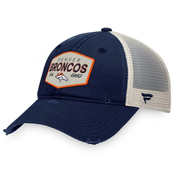 Men's Fanatics Branded Navy/Natural Denver Broncos Heritage Patch Trucker Adjustable Hat 3 Men's Fanatics Branded Navy/Natural Denver Broncos Heritage Patch Trucker Adjustable Hat