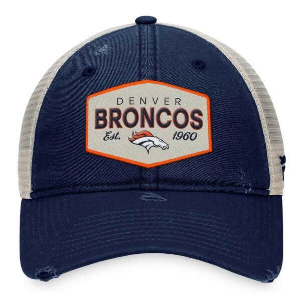 Men's Fanatics Branded Navy/Natural Denver Broncos Heritage Patch Trucker Adjustable Hat 4 Men's Fanatics Branded Navy/Natural Denver Broncos Heritage Patch Trucker Adjustable Hat - Image 2