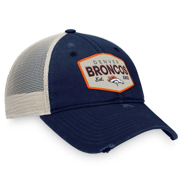 Men's Fanatics Branded Navy/Natural Denver Broncos Heritage Patch Trucker Adjustable Hat 5 Men's Fanatics Branded Navy/Natural Denver Broncos Heritage Patch Trucker Adjustable Hat - Image 3
