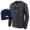 Men's Fanatics Branded Heather Charcoal/Navy Denver Broncos Long Sleeve T-Shirt & Cuffed Knit Hat Combo Set -Riddel Shop navy denver broncos long sleeve t shirt and cuffed knit hat combo set ss5 p 4646486pv 1u hp00uxuymdhc74s9r6tvv fga7obdtbsx9ucx7hx8g