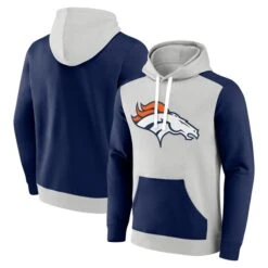 Men's Fanatics Branded White/Navy Denver Broncos Primary Arctic Pullover Hoodie