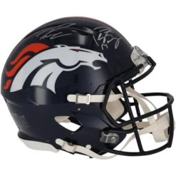 Peyton Manning & Russell Wilson Denver Broncos Autographed Riddell Speed Authentic Helmet