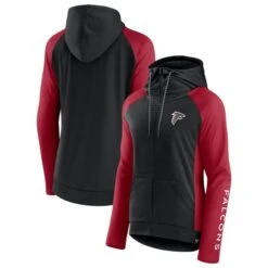 Women's Fanatics Branded Black/Red Atlanta Falcons End Around Lightweight Raglan Full-Zip Hoodie Jacket
