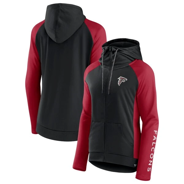 Women's Fanatics Branded Black/Red Atlanta Falcons End Around Lightweight Raglan Full-Zip Hoodie Jacket 3 Women's Fanatics Branded Black/Red Atlanta Falcons End Around Lightweight Raglan Full-Zip Hoodie Jacket