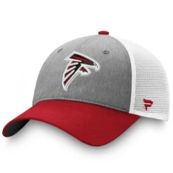 Men's Fanatics Branded Gray/Red Atlanta Falcons Tri-Tone Trucker Snapback Hat