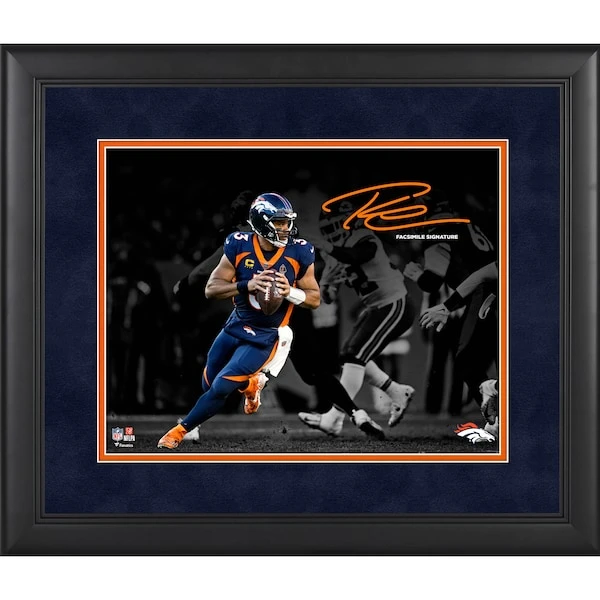 Russell Wilson Denver Broncos Facsimile Signature Framed 11" X 14" Spotlight Photograph 3 Russell Wilson Denver Broncos Facsimile Signature Framed 11" X 14" Spotlight Photograph