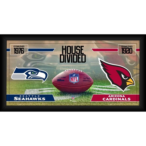 Seattle Seahawks Vs. Arizona Cardinals Framed 10" X 20" House Divided Football Collage 3 Seattle Seahawks Vs. Arizona Cardinals Framed 10" X 20" House Divided Football Collage