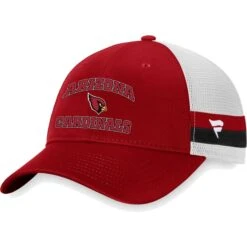 Men's Fanatics Branded Cardinal/White Arizona Cardinals Fundamentals Side Stripe Trucker Adjustable Hat