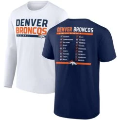Men's Fanatics Branded Navy/White Denver Broncos Two-Pack 2023 Schedule T-Shirt Combo Set