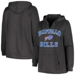 Women's Fanatics Branded Charcoal Buffalo Bills Plus Size Heart And Soul V-Neck Pullover Hoodie