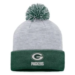 Women's Fanatics Branded Gray Green Bay Packers Cuffed Knit Hat With Pom