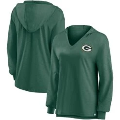 Women's Fanatics Branded Green Green Bay Packers Jumper V-Neck Pullover Hoodie