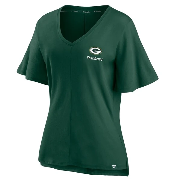 Women's Fanatics Branded Green Green Bay Packers Southpaw Flutter V-Neck T-Shirt 4 Women's Fanatics Branded Green Green Bay Packers Southpaw Flutter V-Neck T-Shirt - Image 2