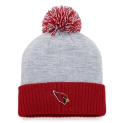 Women's Fanatics Branded Heather Gray Arizona Cardinals Ash Cuffed Knit Hat With Pom