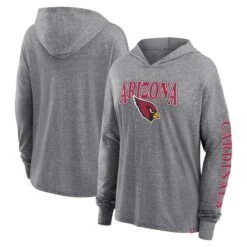 Women's Fanatics Branded Heather Gray Arizona Cardinals Classic Outline Pullover Hoodie