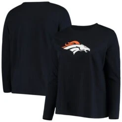 Women's Fanatics Branded Navy Denver Broncos Plus Size Primary Logo Long Sleeve T-Shirt
